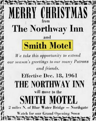 Smiths Motel (Northway Inn, Gaslite Motor Lodge, Shulz Bavarian Inn & Motel) - Dec 1961 Ad